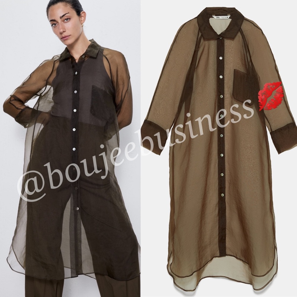 ZARA Long Organza Shirt - Picture 2 of 11